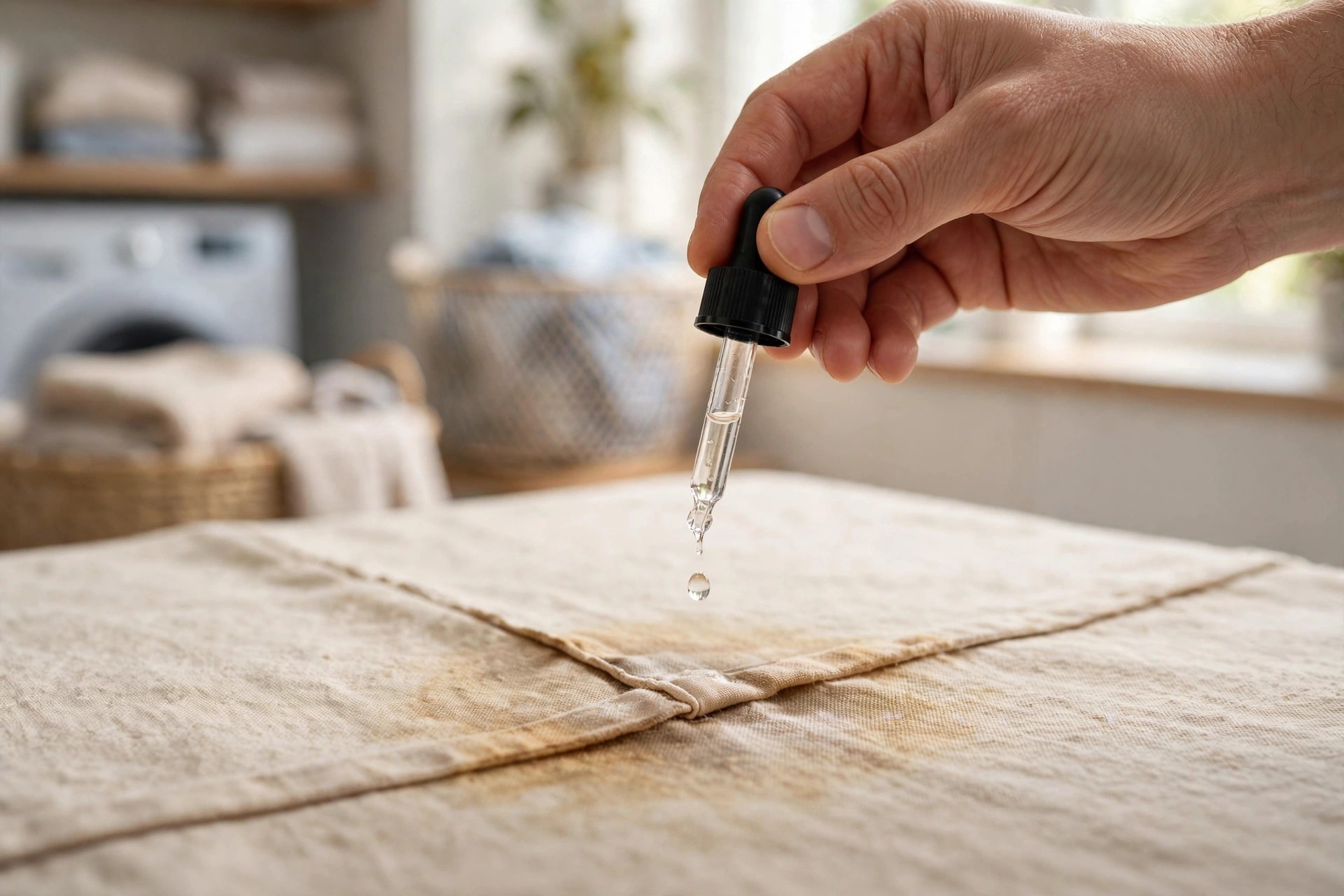 Probar con una gota de agua una zona oculta de una tela manchada